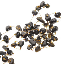 2Pz Catena Perline in Pietra Naturale Nera Per E Feste
