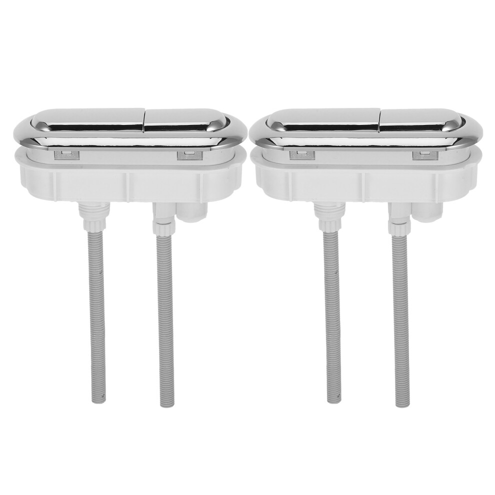 2Pcs Silver Abs Dual Flush Push Button Toilet Tank Repair Accessories 3602353651471