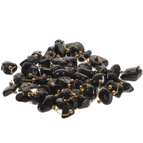 2Pz Catena Perline in Pietra Naturale Nera Per E Feste 1