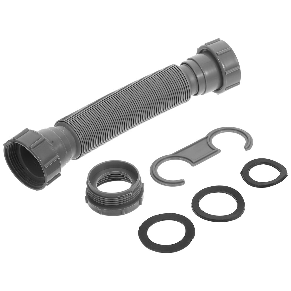 4Pcs Flexible Adjustable Sink Drain Hose Grey Plastic For Bathroom Use 3601565783475