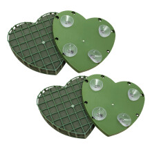 8Pz Schiuma Floreale A Cuore Per Nozze Verde Con Ventosa
