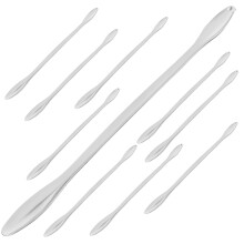 20Pz Cucchiai Misura Laboratorio Mini Metallo Argento Doppia Testa