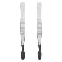 2St Professioneel Rvs Pincet Met Beschermende Rubberen Platte Tip