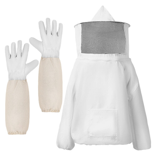 2Conjuntos Roupa Apicultor Completa Branca Com Luvas E Véu Ventilado
