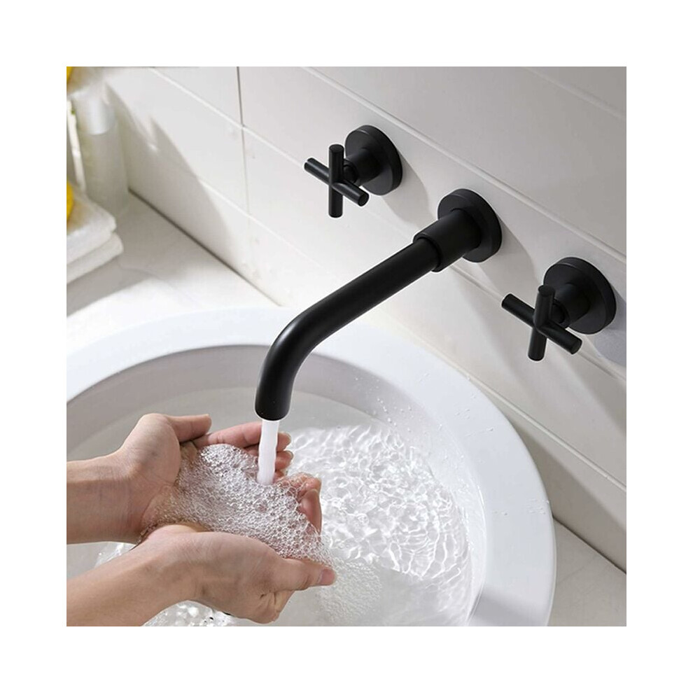 Elegant Solid Brass Construction Bathroom Faucet, Matte Black Finish Ensuring Durability And Corrosion Resistance For Your Bathroom Area, Brass 9169997240736