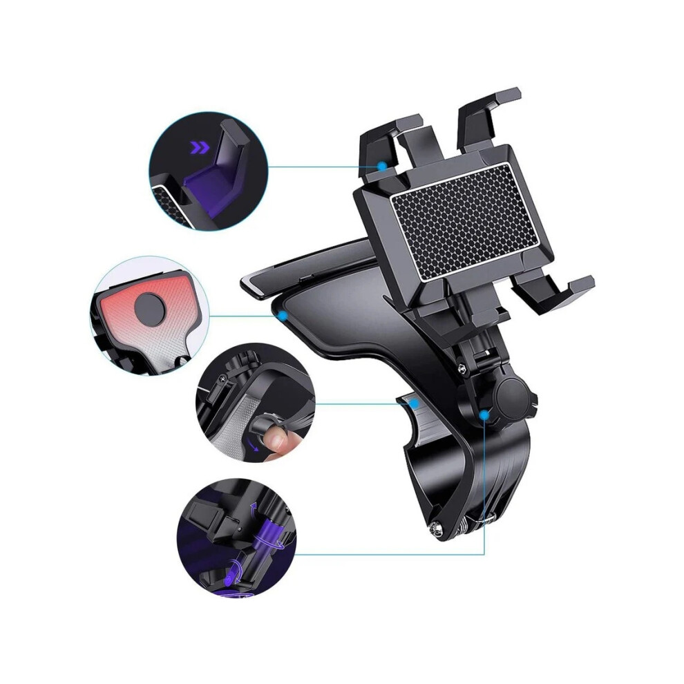 Multifunctional Car Dashboard Mobile Phone Holder, Safe Cell Phone Clamp With 360 Degree Rotation Universal Dash Clip, Cellphone Mount For Cars, Air 9169997240095
