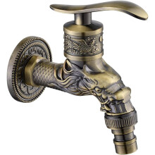 Classic Wall Mounted Water Faucet, Solid Brass and Zinc Alloy Construction with Antique Finish, Perfect for Hot and Cold Water Applications in