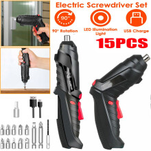 Rechargeable Electric Screwdriver, Portable Cordless Drills Kit with Dual Position Handle, LED Light for Home and Office Projects