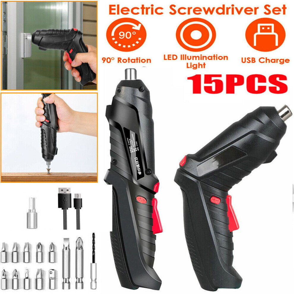 Cordless Screwdriver, 180 Degree Rotating Body Electric Screwdriver With Led Light, Rechargeable Battery For Portable Cordless Drills Kit 9405630244953