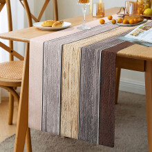 Tischläufer aus Baumwolle und Leinen, pflegeleicht, doppelt gesäumt, im Landhausstil, farbenfrohe Dekoration aus hitzebeständigem Leinenmaterial.