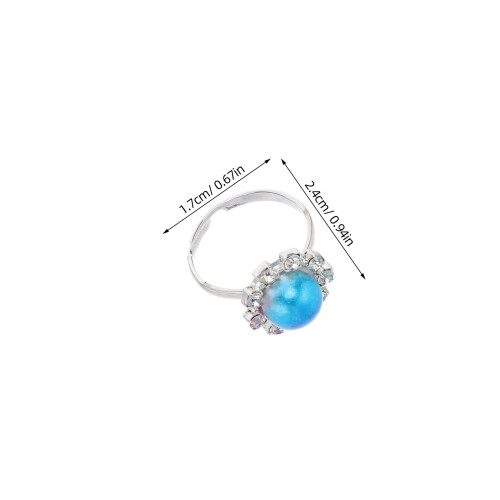 1Set Kids Pretend Play Rings Adjustable Pearl Gem Ring Set 2