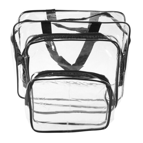 3Ud Bolsas De Cosméticos PVC Negro Transparente Multiusos