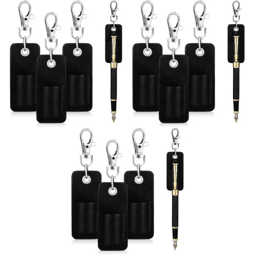 12Ud Para Bolígrafo PU Negro Protector Y Práctico Para Cordón 2