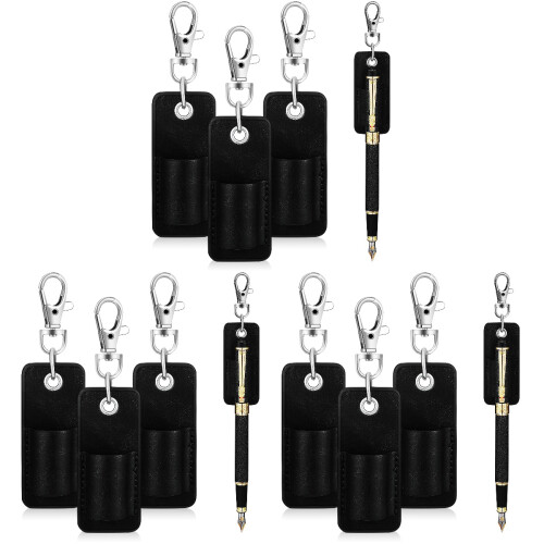 12Ud Para Bolígrafo PU Negro Protector Y Práctico Para Cordón 1