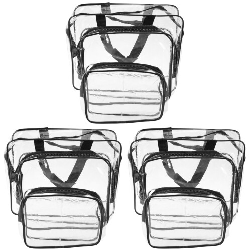 3Ud Bolsas De Cosméticos PVC Negro Transparente Multiusos 1