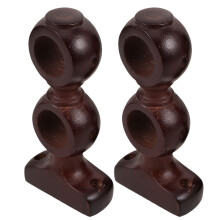 8Pcs Wooden Curtain Rod Holders Heavy Duty Coffee Color for Wall Mount