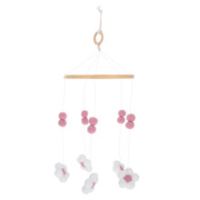 5Pcs Crib Mobile Arm Pink Pom Pom Bells Wooden Nursery Accessory