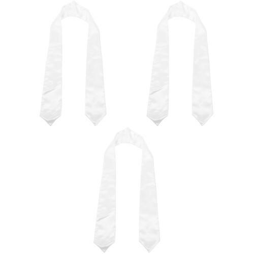 3Pcs White Graduation Stole Unisex Plain Satin Sash for Uniform 2