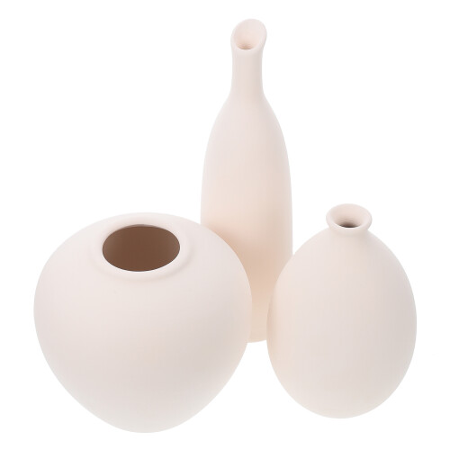 6Pcs Beige Ceramic Flower Vases Simple Style Ornament 1