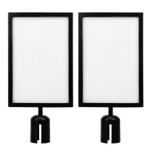 2Pcs Stainless Steel Stanchion Barrier Sign Holder Black