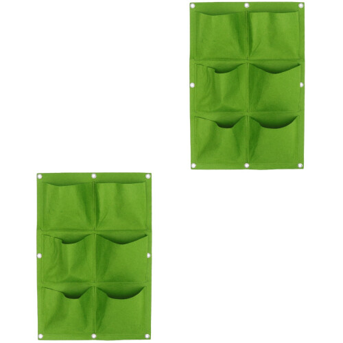 2Pcs Green Wall Hanging Plant Bag Felt Multi-Pocket Vertical Planter 2
