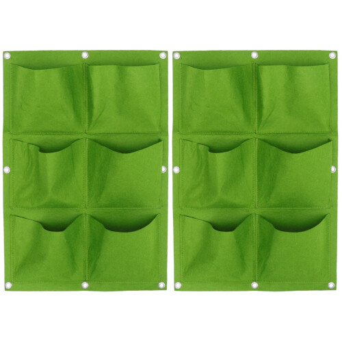 2Pcs Green Wall Hanging Plant Bag Felt Multi-Pocket Vertical Planter 1