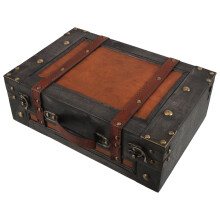 Vintage Wood Suitcase Prop Brown Wooden Decorative Storage Chest