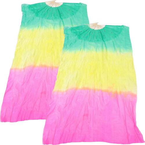 4 Pcs Belly Dance Fan Silk Cloth Bamboo