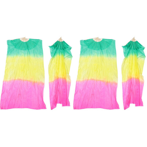4 Pcs Belly Dance Fan Silk Cloth Bamboo 2