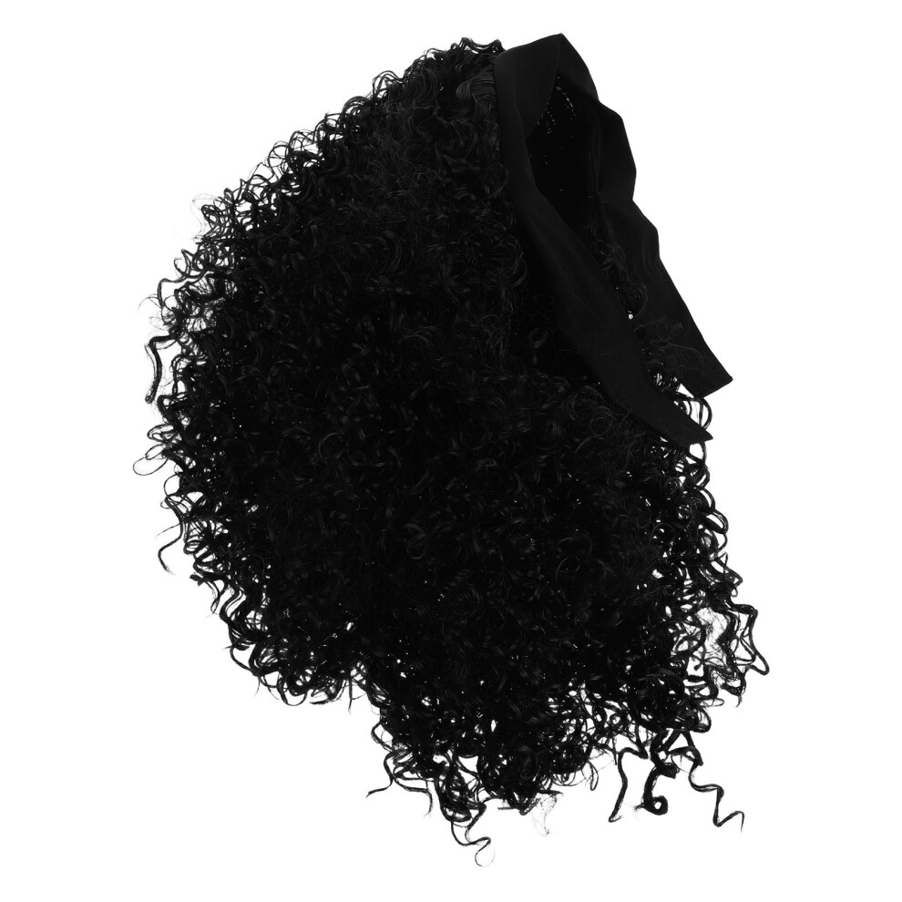Vaguelly Unisex Black 4Pcs Short Curly Wigs With Headband Synthetic For Halloween