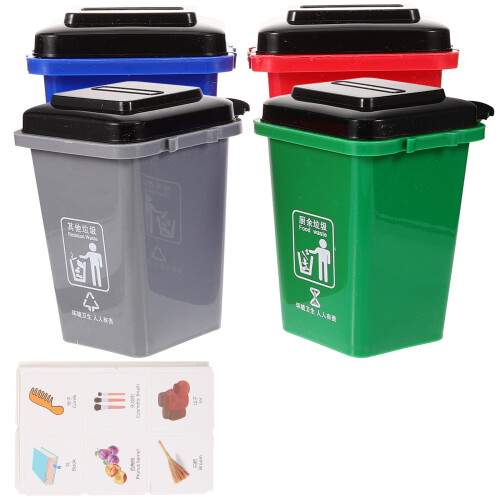3Sets Durable Plastic Miniature Garbage Bins Kids Environmental Toys 1