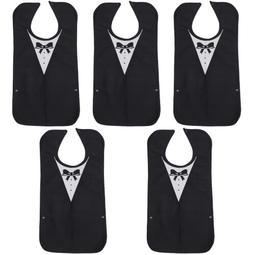 5 Pieces Dining Bib Durable Elderly Adult Polyester Saliva Container 2