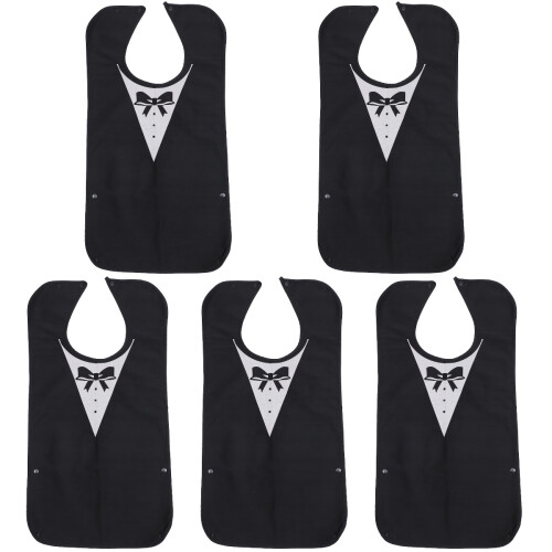 5 Pieces Dining Bib Durable Elderly Adult Polyester Saliva Container 1