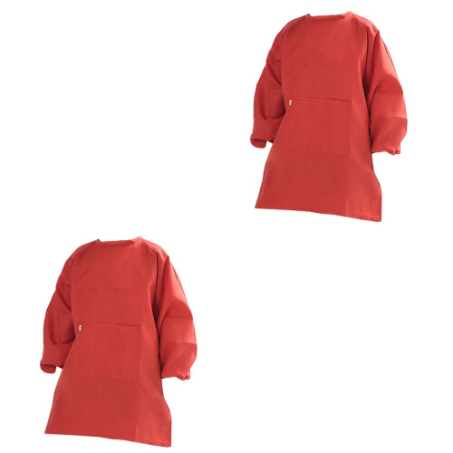 2Pz Tuta Pittura Bambini Rossa Con Chiusura Regolabile E Resistente 2
