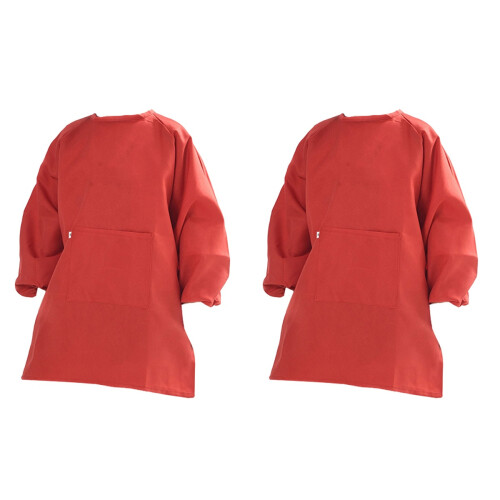 2Pz Tuta Pittura Bambini Rossa Con Chiusura Regolabile E Resistente 1