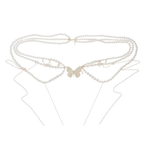 4Pz Waist Chain Multilivello Beige Accessorio Moda