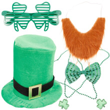 3Conjuntos Acessórios Festivos St. Patrick Gravata E Barba