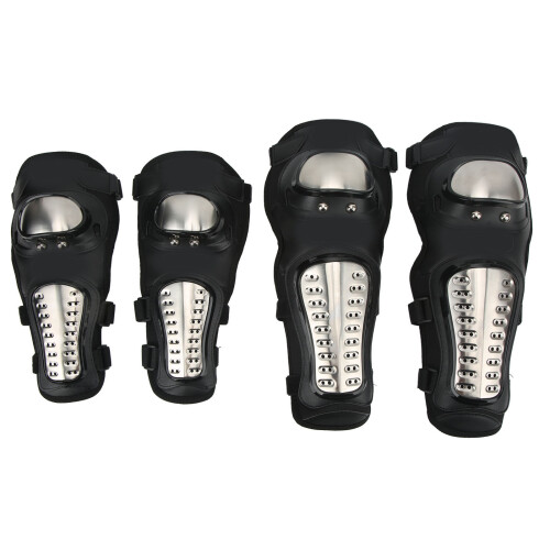 Motorcycle Knee Elbow Pads Protector PE Rubber Free Size Gray 1