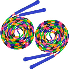 Double Dutch Experience, Premium 9.2Ft Beaded Jump Rope With Shatterproof Beads, Ergonomic Design & Adjustable Length For Indoor & Outdoor Fun (Rainbo