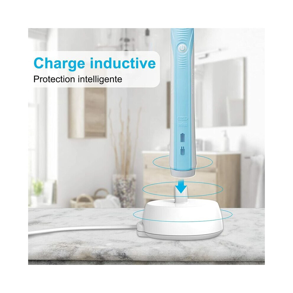 Electric Toothbrush Charger, Wide Compatibility with Oral B Models, Safe Inductive Charging Base, European Travel Plug, Waterproof IPX7 Base for Oral