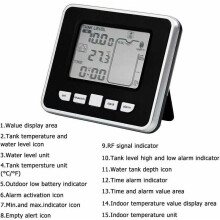 Misuratore di profondità del liquido nel serbatoio, sensore a ultrasuoni con display LCD a 10 elementi per la temperatura interna e allarme di