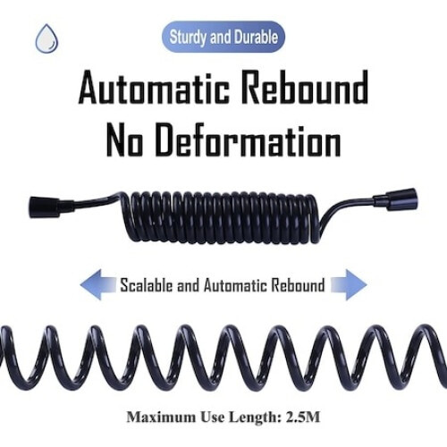Retractable Spring Shower Hose, Tool-Free Installation For Effortless Setup In Your Bathroom 2