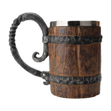 Medieval Retro Viking Stainless Steel Coffee Cup, Handpainting Resin For Unique Artistry, Eco-Friendly Resin Paint Ensures Non-Toxic Safety, A Great