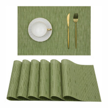 Unique Woven Design Placemat Set, Easy To Clean Vinyl Mats for Dining Table - 6 Pcs Heat Resistant Non Slip Table Mats for Indoor Outdoor Use,