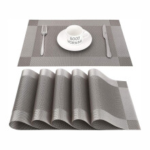 Woven Vinyl Place Mats For Dining Table, Waterproof Heat-Resistant Non-Slip PVC Placemats, Easy to Clean Set Of 6