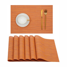 Elegant Design Placemats, Heat Resistant Non-Slip Place Mats Set Of 6 For Dining Table, Washable Durable Pvc Vinyl Woven Table Mats