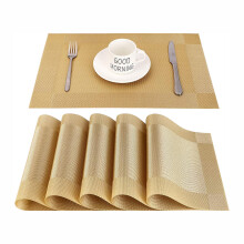 Ultra-Durable Non-Slip Washable PVC Table Mats, Heat-Resistant Stylish Woven Place Mats, Premium Plastic Table Mats for Indoor Outdoor Dining (6PCS)