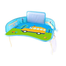 Draagbaar Kinderzitje voor op de Auto Gemonteerd, Eetbord, Multifunctionele Tekentafel, Waterdicht Karretje, Cartoon Dienblad