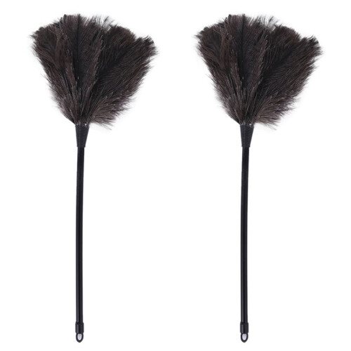 2X Ostrich Duster Feather Dusters with Long Plastic Handle Cleaning Brush Tool Cleaning Duster Household Cleaning Tool