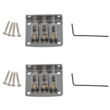2X 3 String Guitar String Bridge Bridge Pull String Hard Tail Guitar Bridge Tail 3 String Guitar Replacement Silver